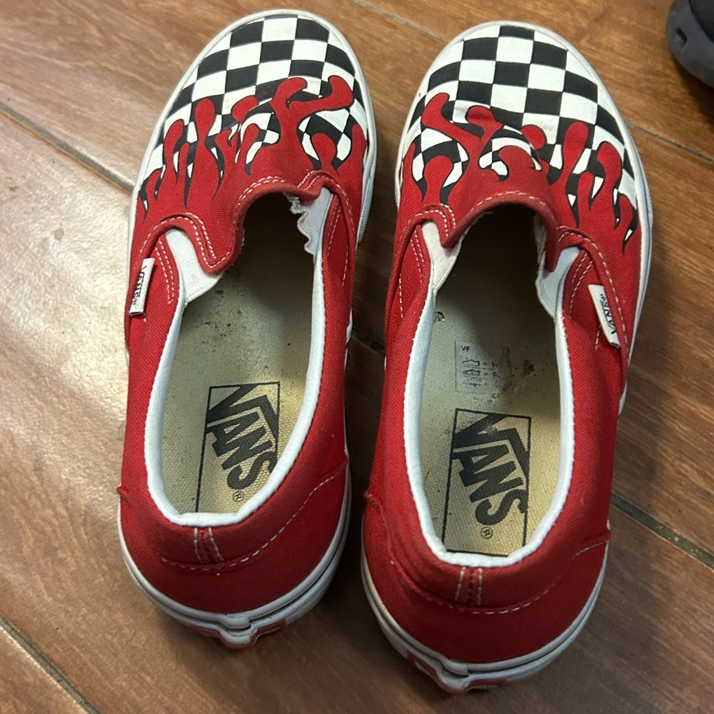 Vans Custom Slip-On Checkerboard Flame Red & Whit… - image 6